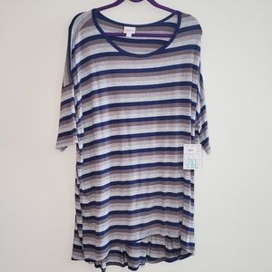 LuLaRoe Irma Gray & Blue Stripes 2X